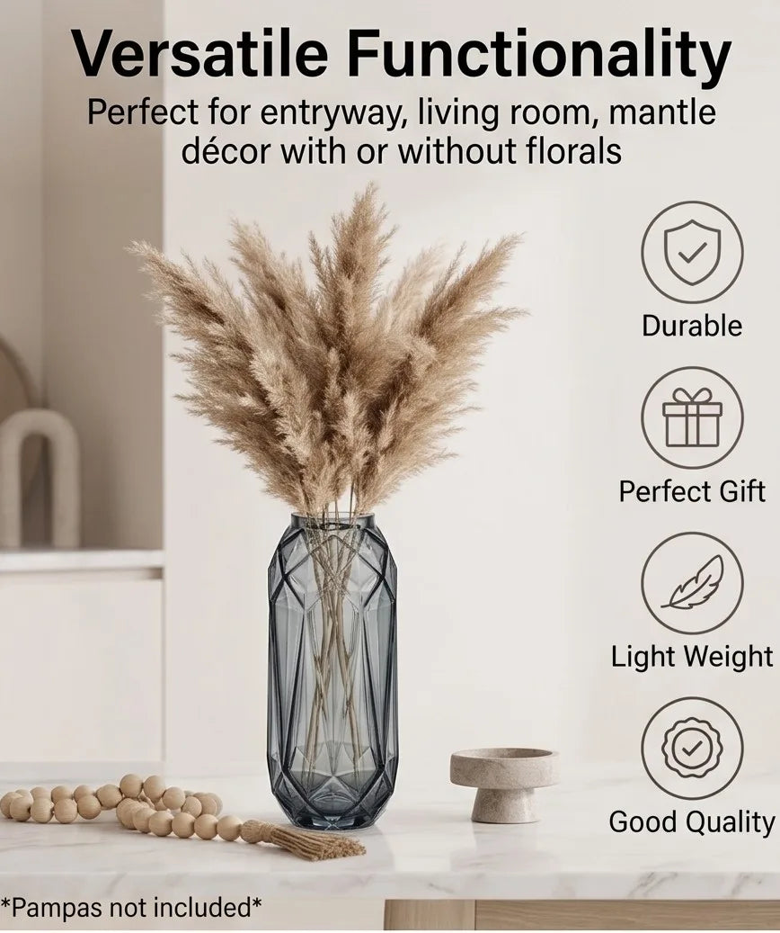 Pineapple Glass Flower Vase – Grey (12") - view 3