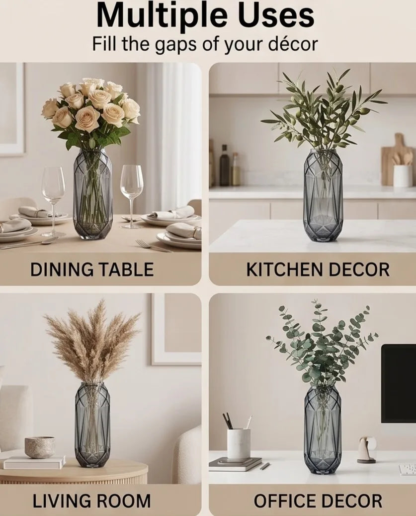 Pineapple Glass Flower Vase – Grey (12") - view 5