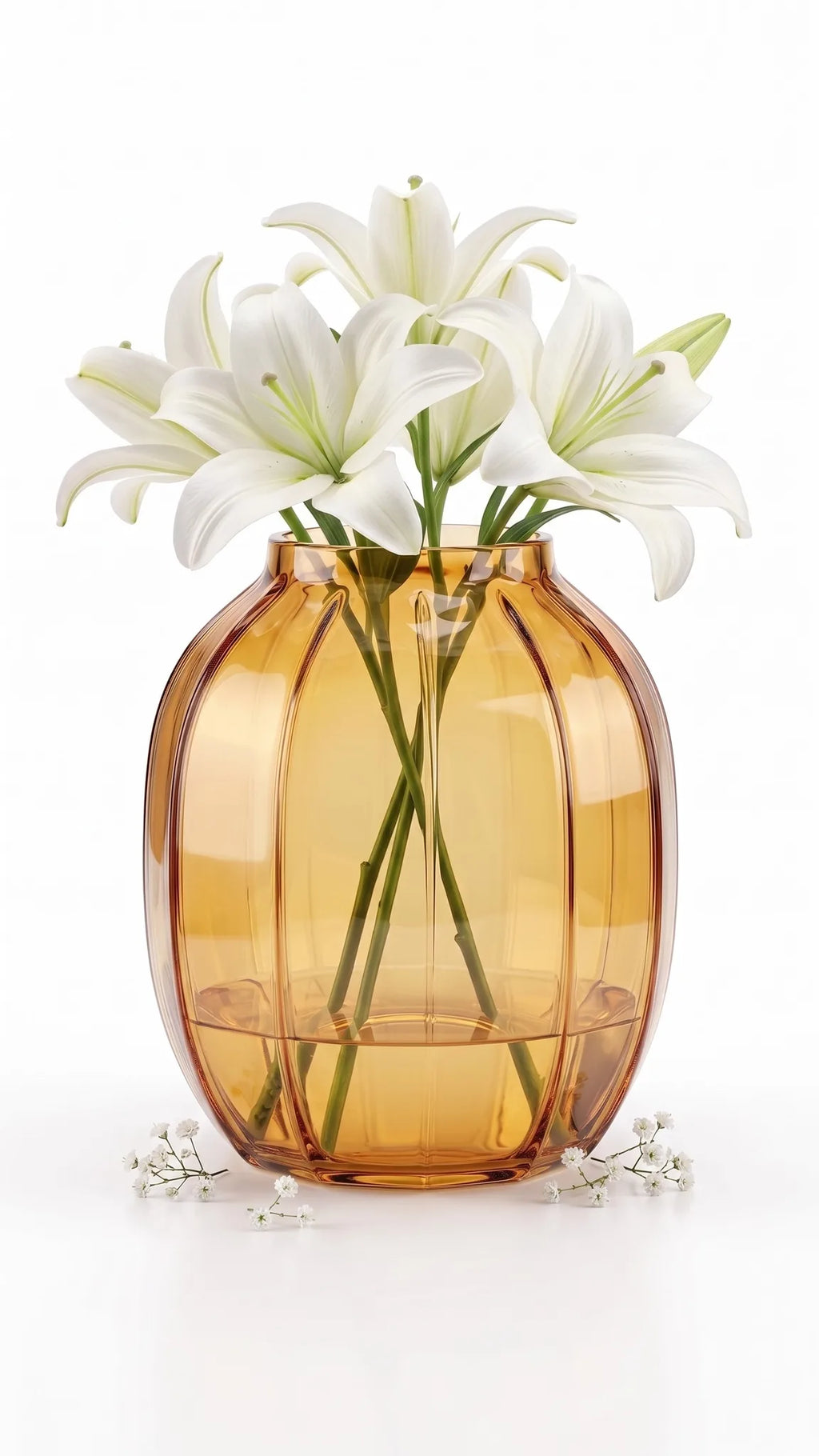 Pumpkin Glass Flower Vase – Gold (9")