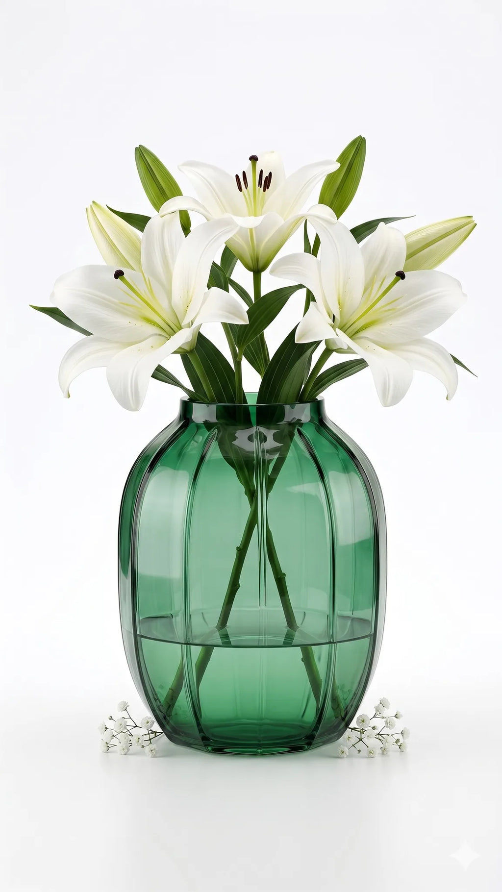 Pumpkin Glass Flower Vase – Green (9")