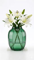Pumpkin Glass Flower Vase – Green (9")