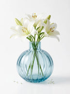 Pumpkin Glass Flower Vase – Blue (4.5")