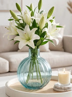 Pumpkin Glass Flower Vase – Blue (4.5") - view 2