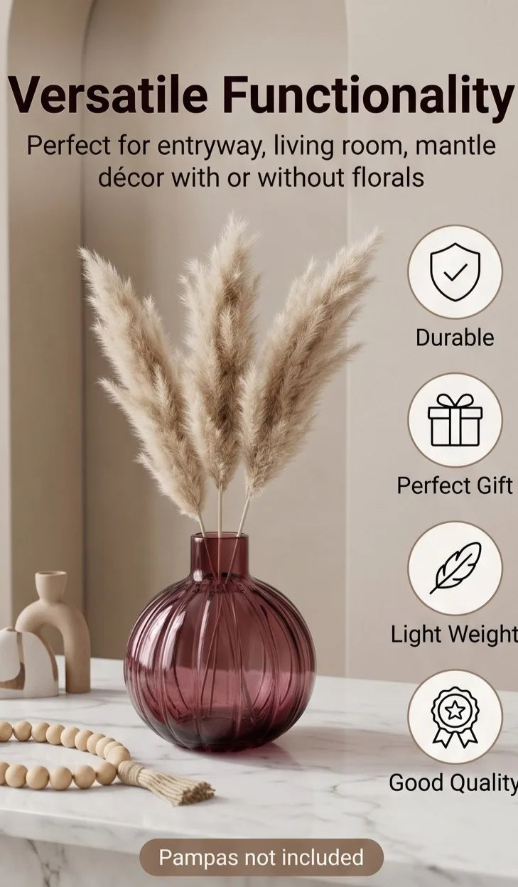 Pumpkin Glass Flower Vase – Red (4.5") - view 3