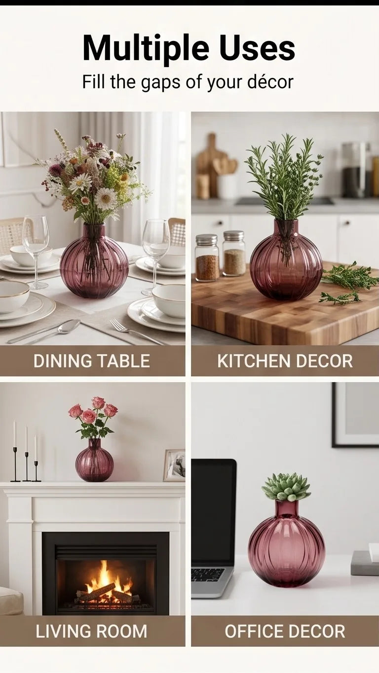 Pumpkin Glass Flower Vase – Red (4.5") - view 5