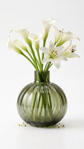 Pumpkin Glass Flower Vase – Green (4.5")