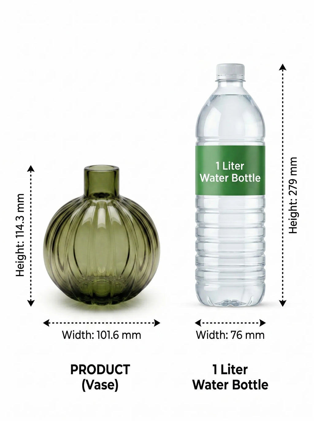 Pumpkin Glass Flower Vase – Green (4.5") - view 4