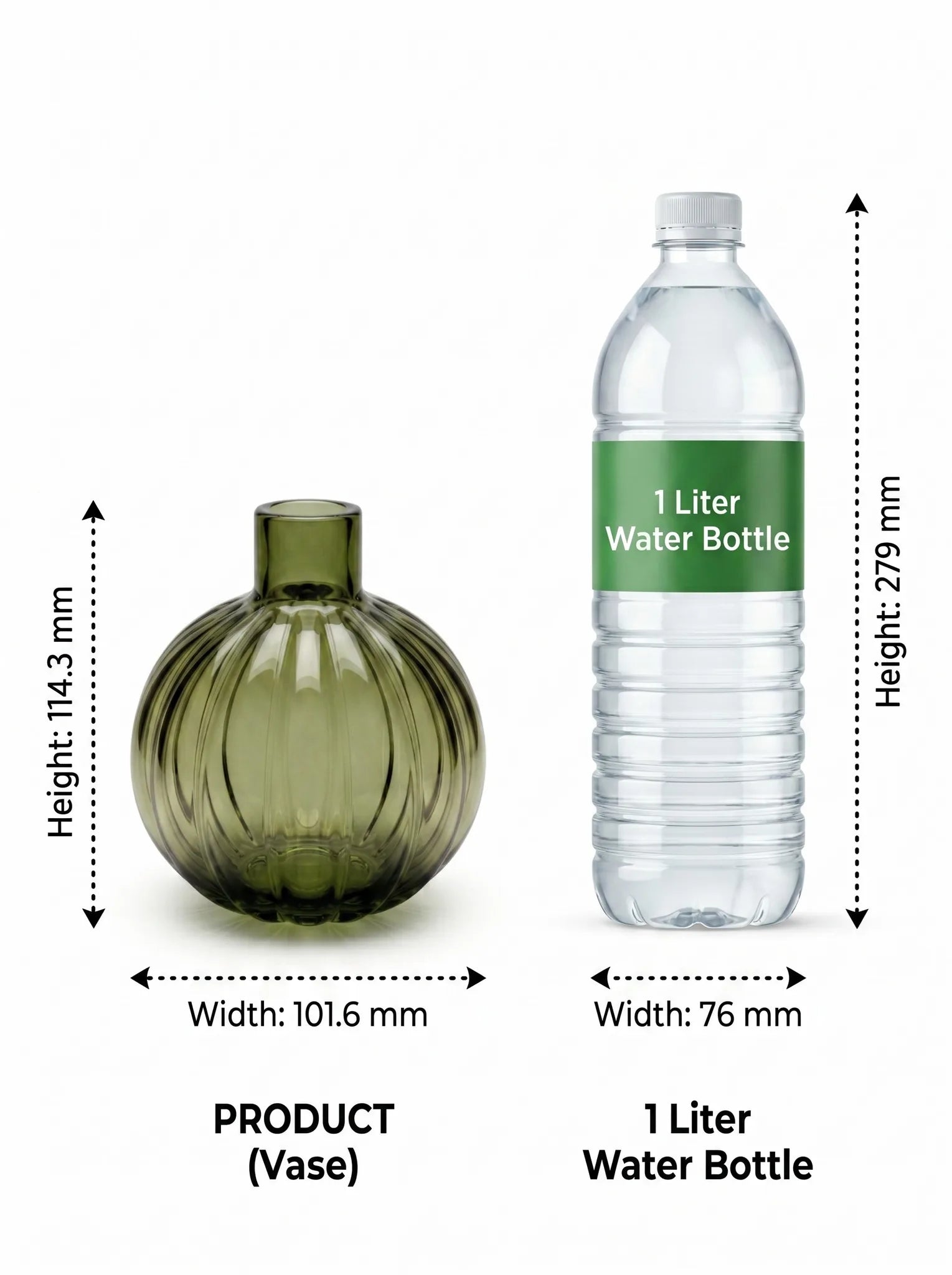 Pumpkin Glass Flower Vase – Green (4.5") - view 4