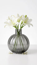 Pumpkin Glass Flower Vase – Grey (4.5")