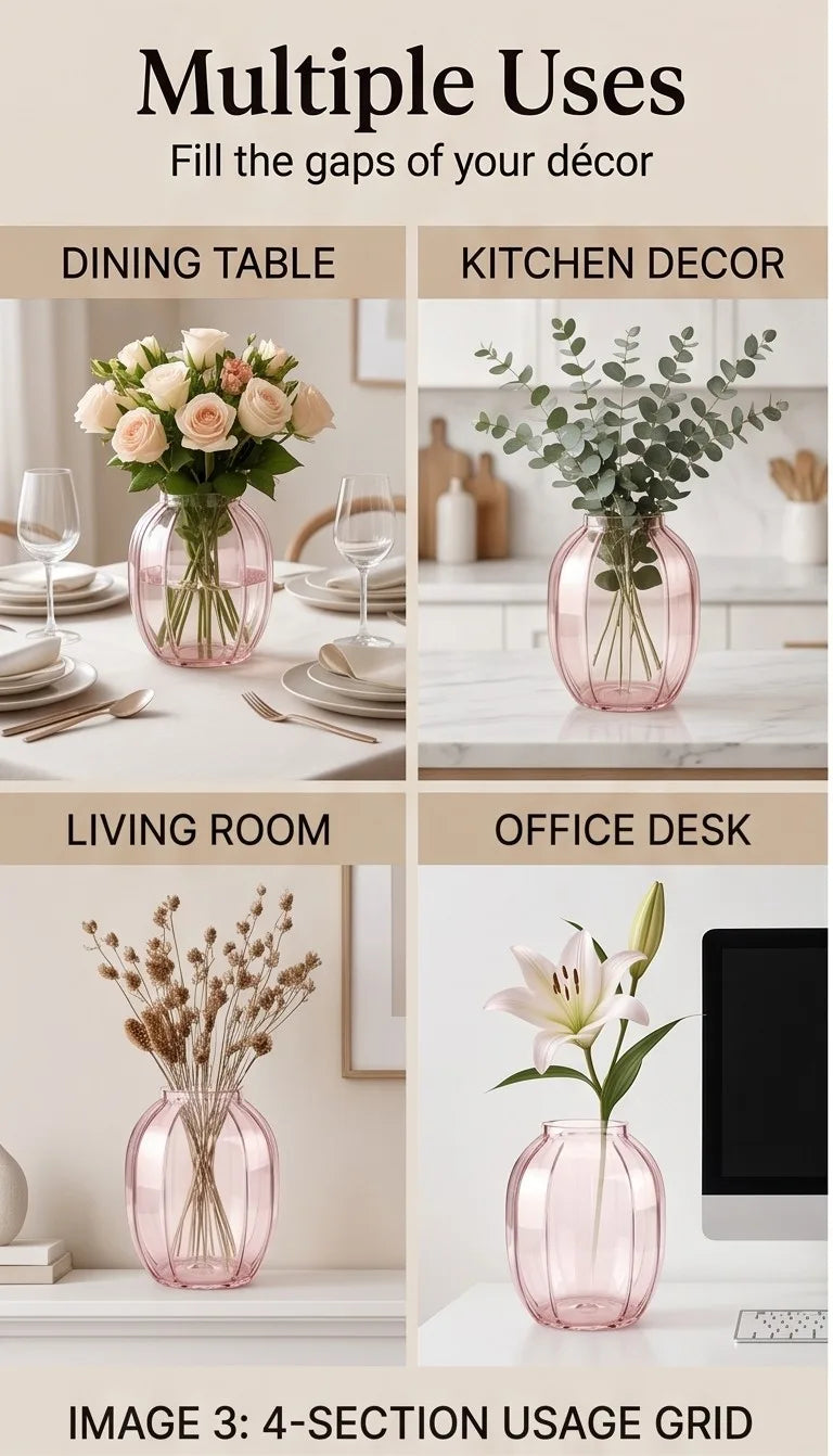 Pumpkin Glass Flower Vase – Pink (9") - view 5