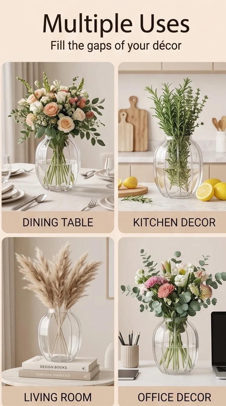 Pumpkin Glass Flower Vase – Clear (9") - view 5