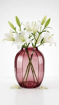 Pumpkin Glass Flower Vase – Red (9")