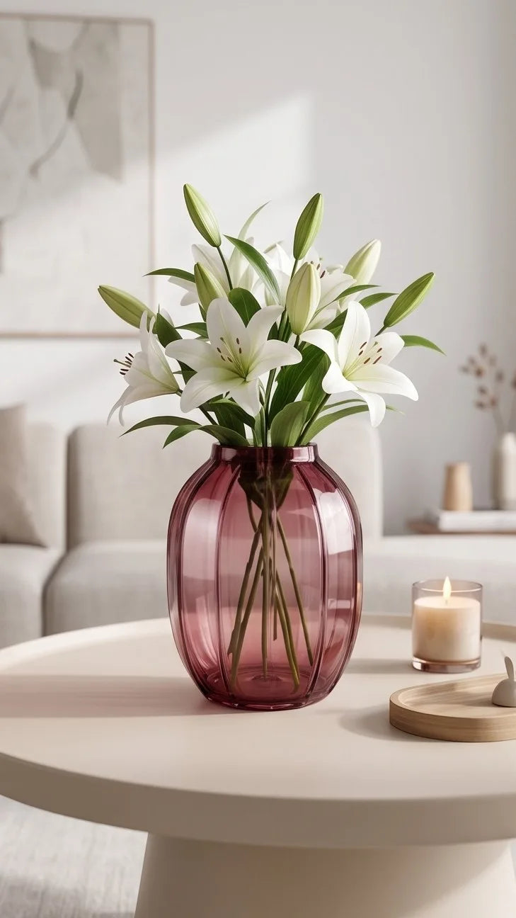 Pumpkin Glass Flower Vase – Red (9") - view 2