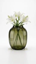 Pumpkin Glass Flower Vase – Green (9")