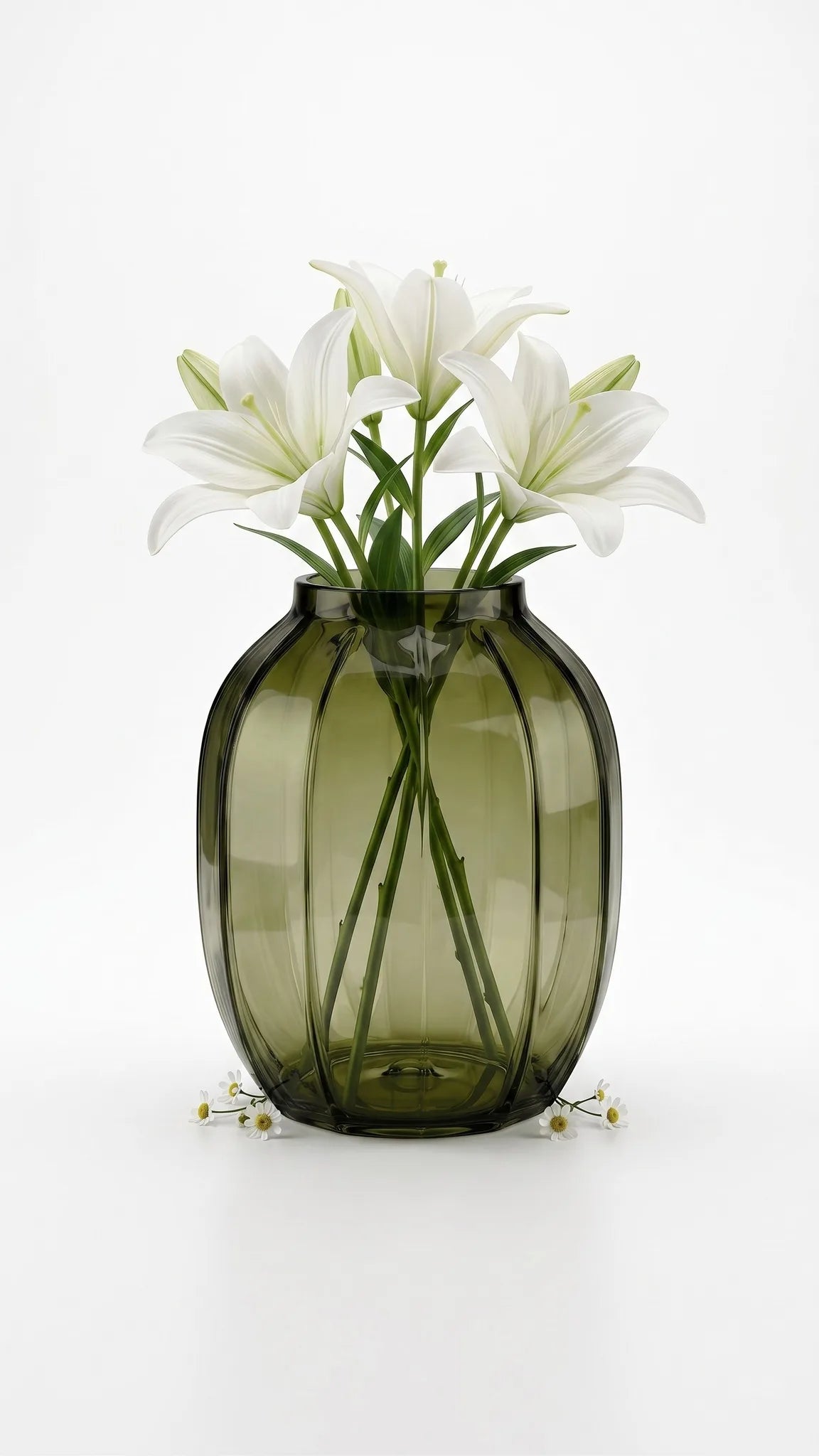 Pumpkin Glass Flower Vase – Green (9")