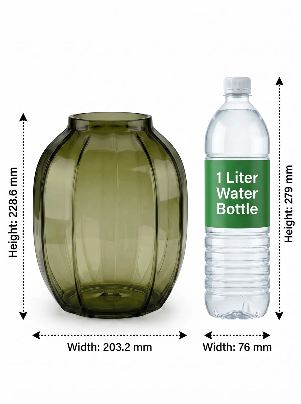 Pumpkin Glass Flower Vase – Green (9") - view 4