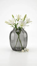 Pumpkin Glass Flower Vase – Grey (9")