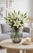 Pumpkin Glass Flower Vase – Grey (9") - view 2