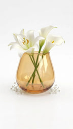 Rolly Polly Glass Flower Vase – Gold (4.5")