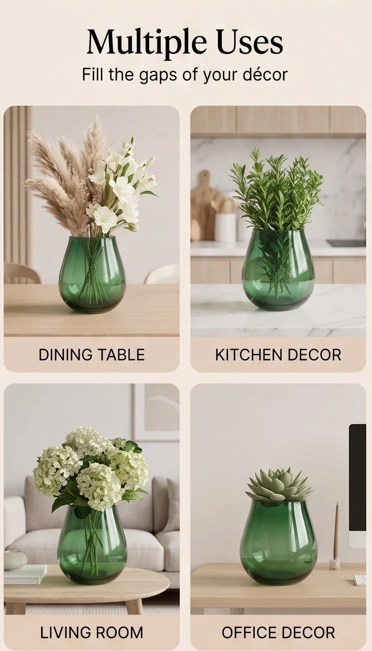 Rolly Polly Glass Flower Vase – Green (4.5") - view 5