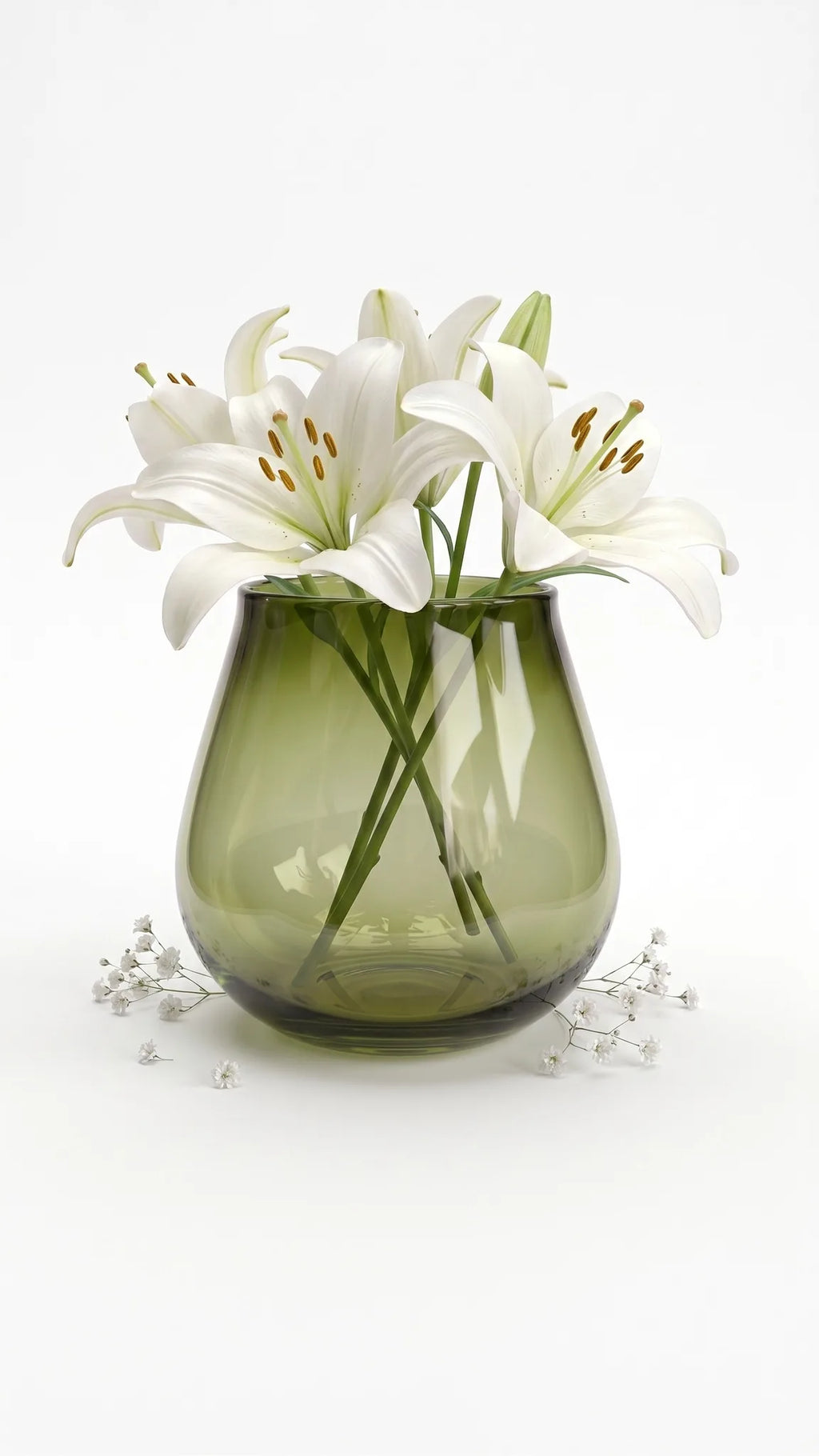 Rolly Polly Glass Flower Vase – Green (4.5")