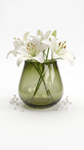 Rolly Polly Glass Flower Vase – Green (4.5")