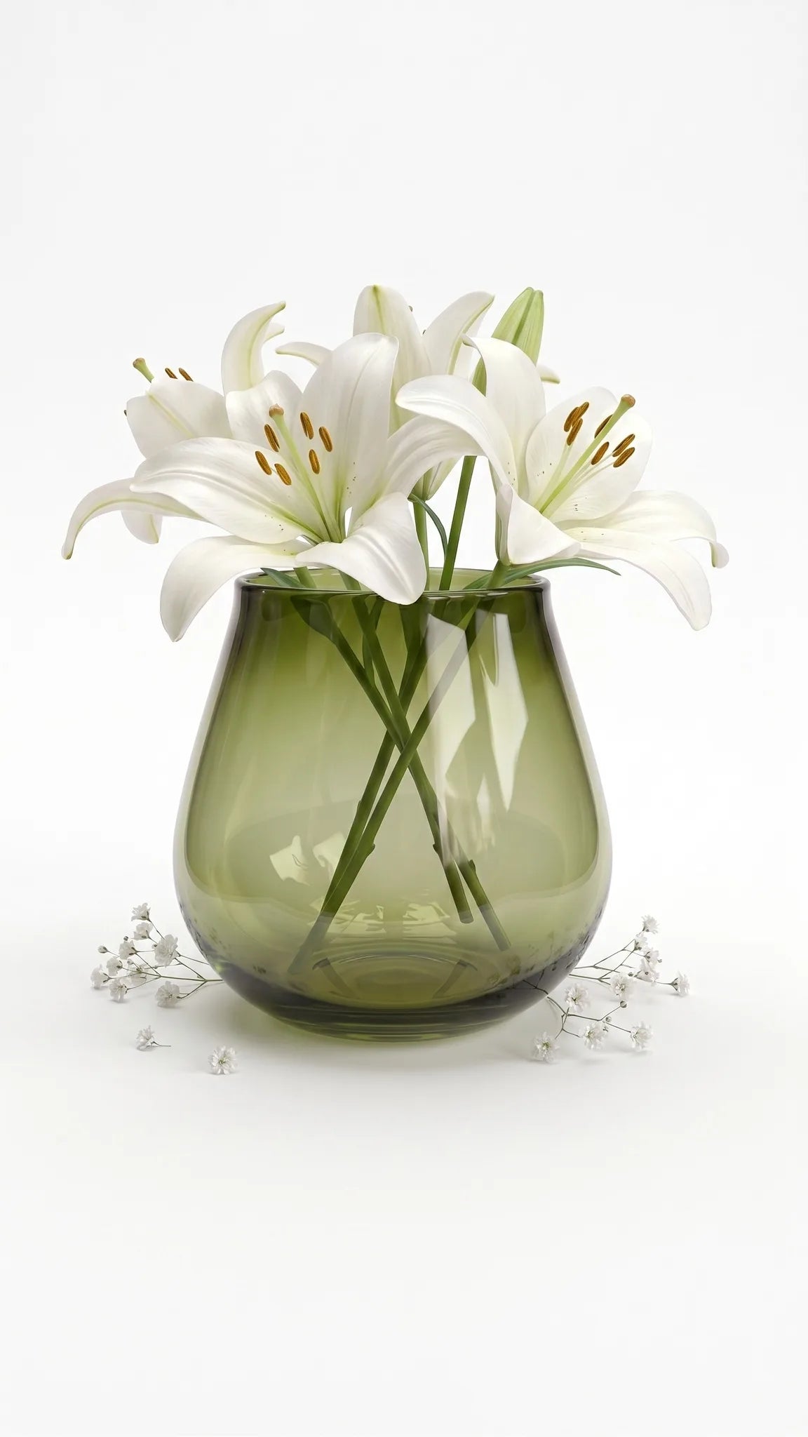 Rolly Polly Glass Flower Vase – Green (4.5")