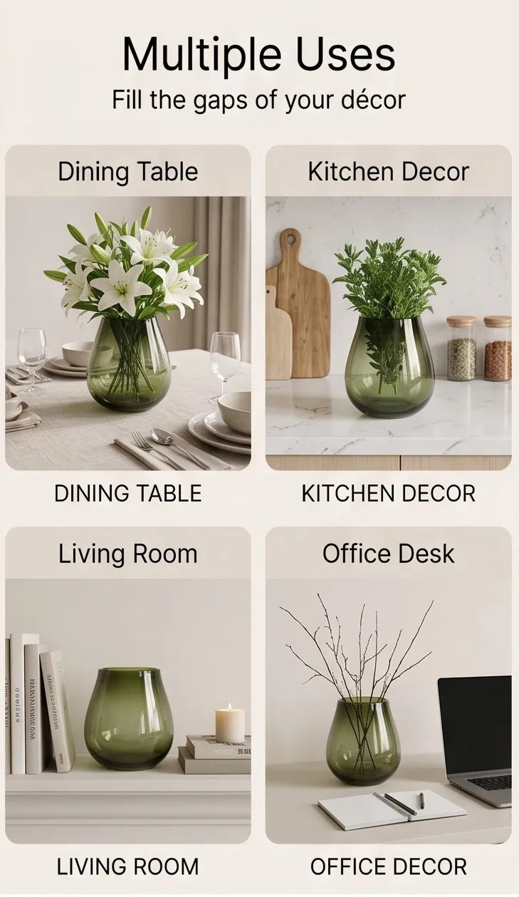 Rolly Polly Glass Flower Vase – Green (4.5") - view 5