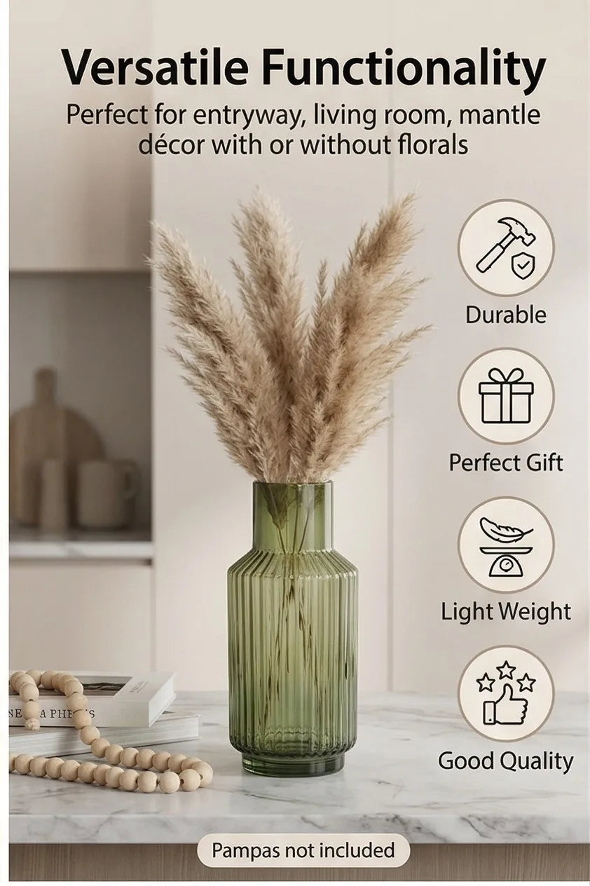 Salai Glass Flower Vase – Green (11") - view 2