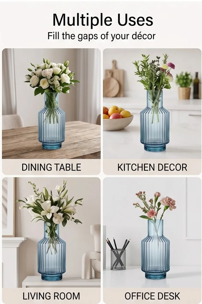 Salai Glass Flower Vase – Blue (8") - view 5