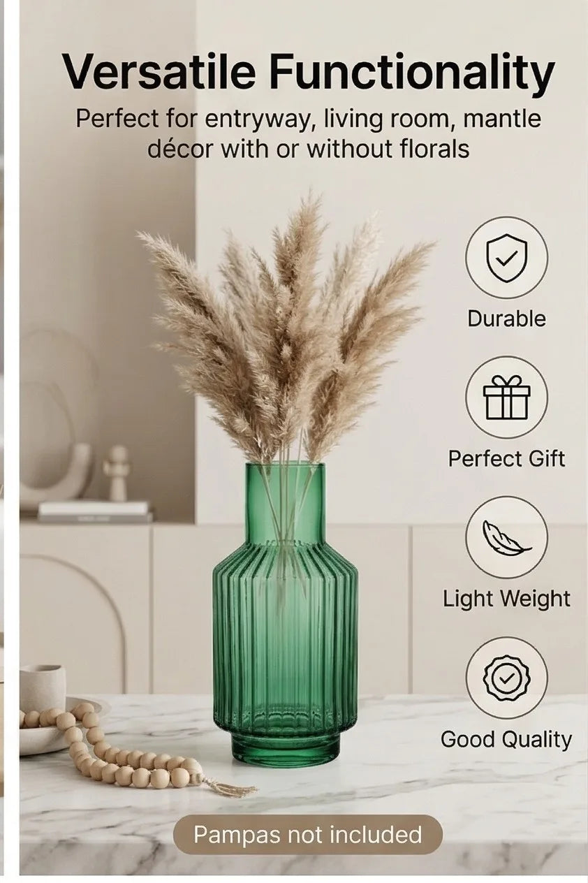 Salai Glass Flower Vase – Green (8") - view 2