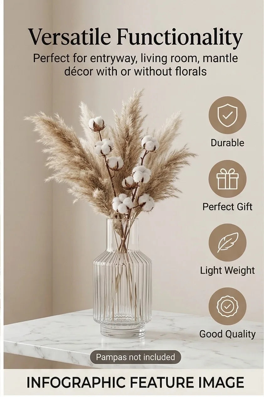 Salai Glass Flower Vase – Clear (8") - view 2