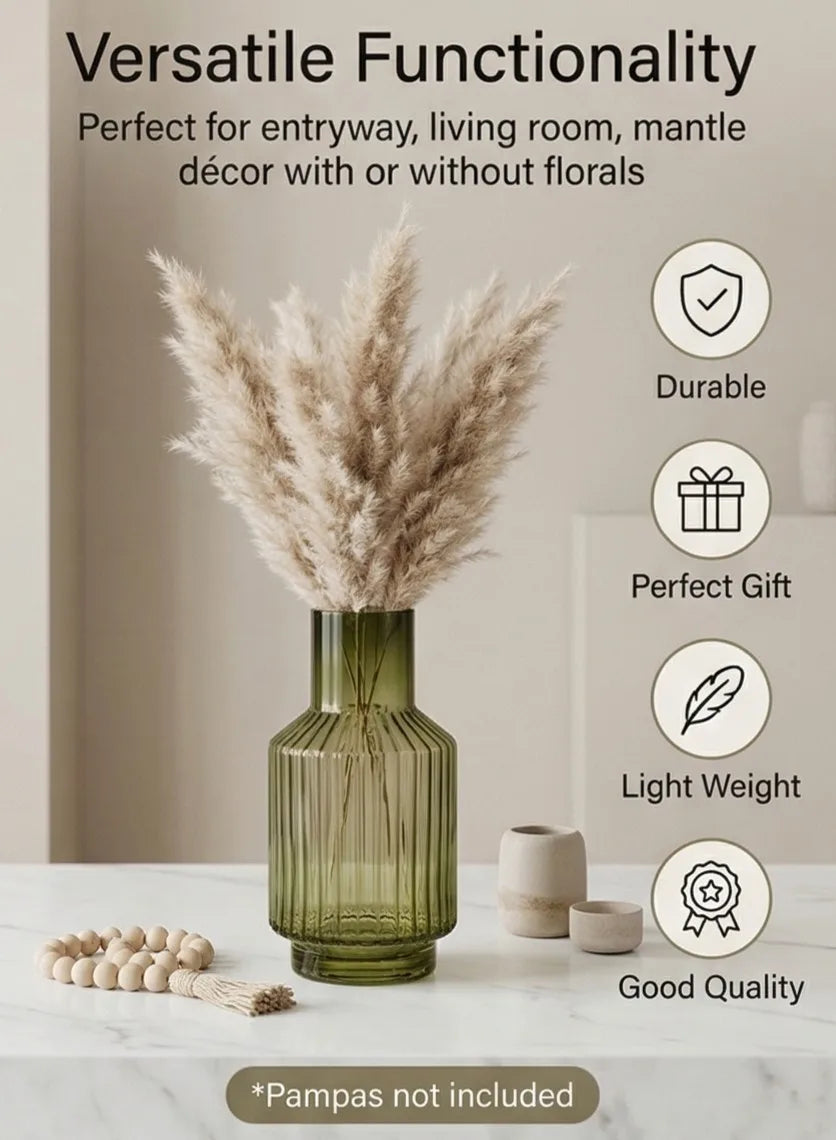Salai Glass Flower Vase – Green (8") - view 2