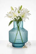 Salai Glass Flower Vase – Blue (6")