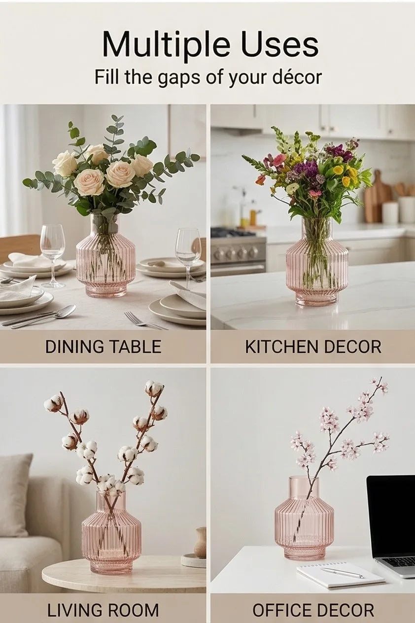 Salai Glass Flower Vase – Pink (6") - view 3