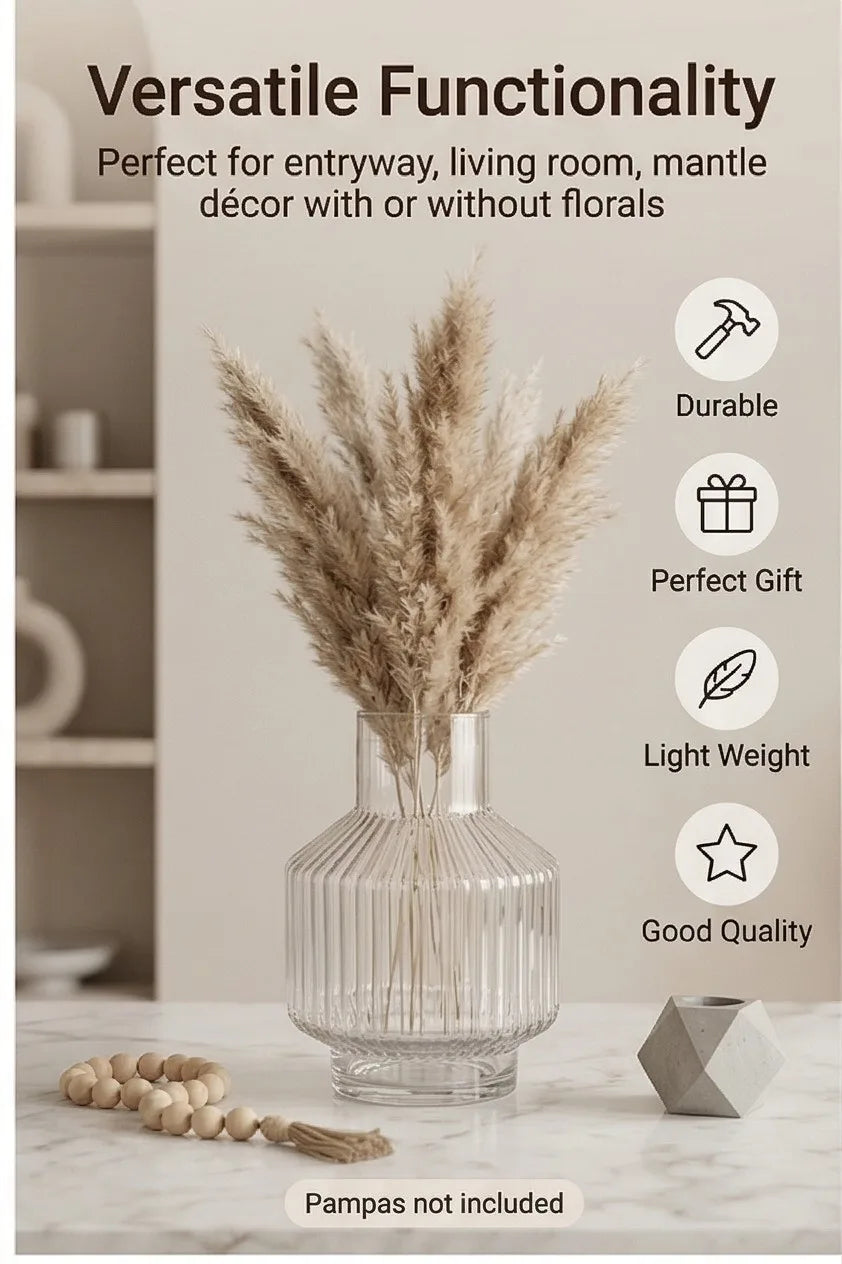 Salai Glass Flower Vase – Clear (6") - view 2