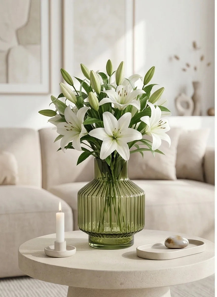 Salai Glass Flower Vase – Green (6") - view 5