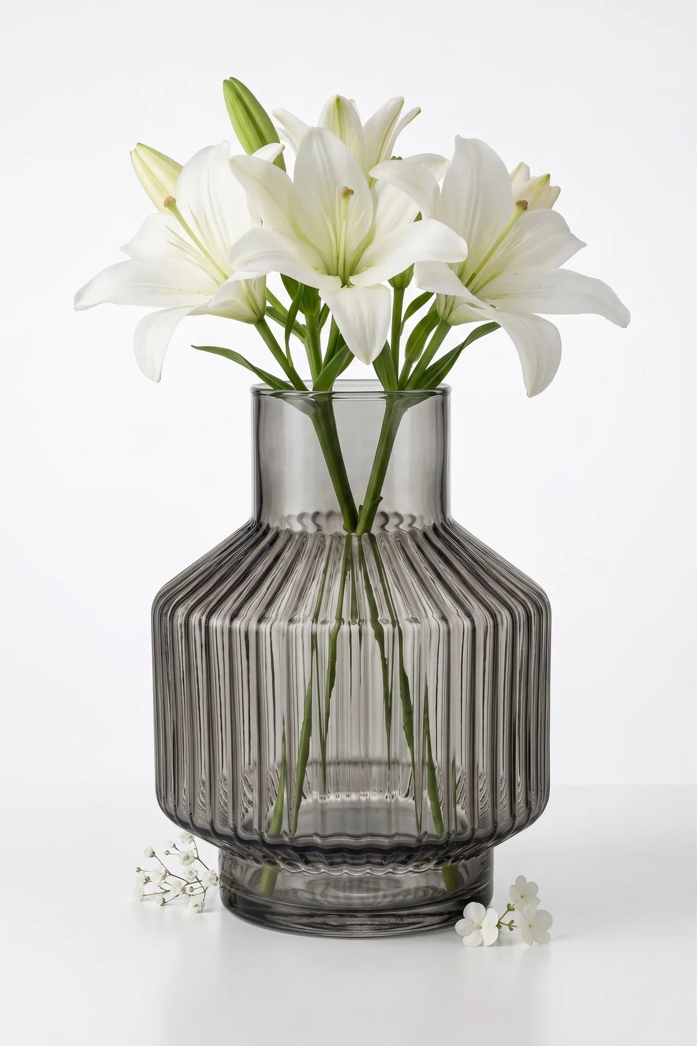 Salai Glass Flower Vase – Grey (6")