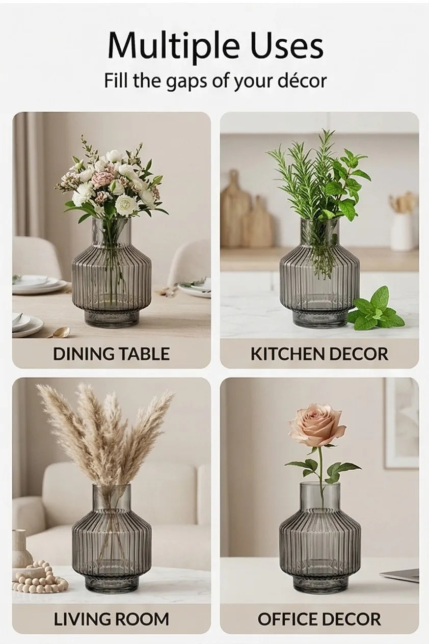 Salai Glass Flower Vase – Grey (6") - view 3