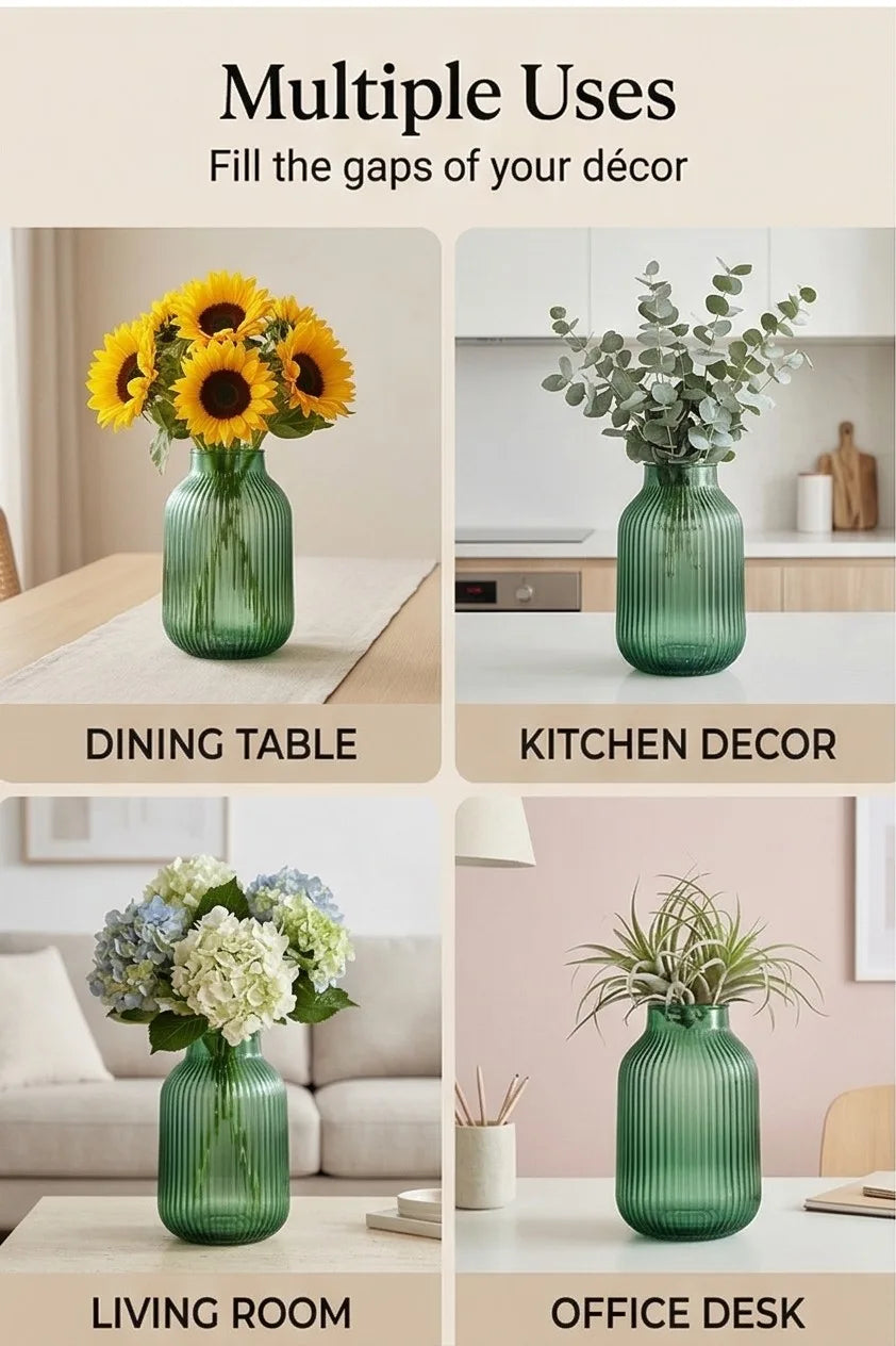 Salai Glass Flower Vase – Green (9.1") - view 3