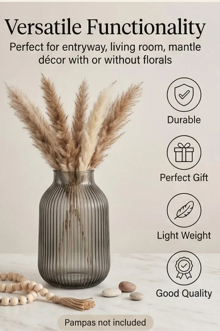 Salai Glass Flower Vase – Grey (9.1") - view 2
