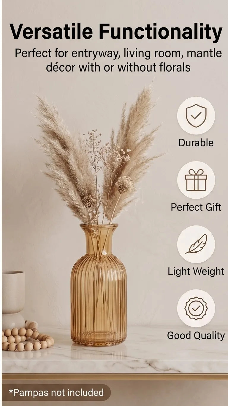 Salai Glass Flower Vase – Gold (5.5") - view 3
