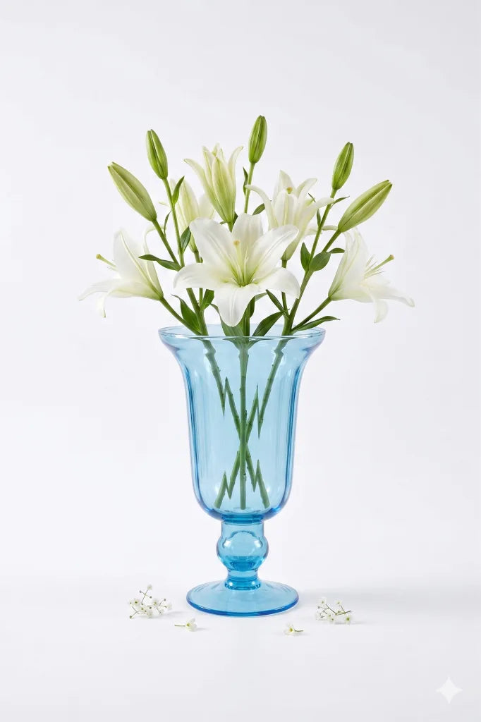 Samadhaan Glass Flower Vase – Blue (9")