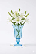 Samadhaan Glass Flower Vase – Blue (9")