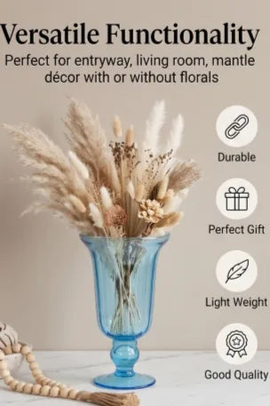 Samadhaan Glass Flower Vase – Blue (9") - view 3