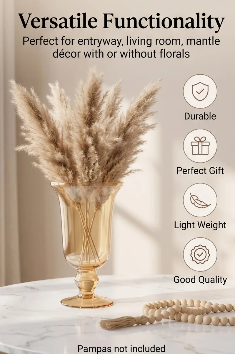 Samadhaan Glass Flower Vase – Gold (9") - view 3
