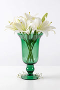 Samadhaan Glass Flower Vase – Green (9")