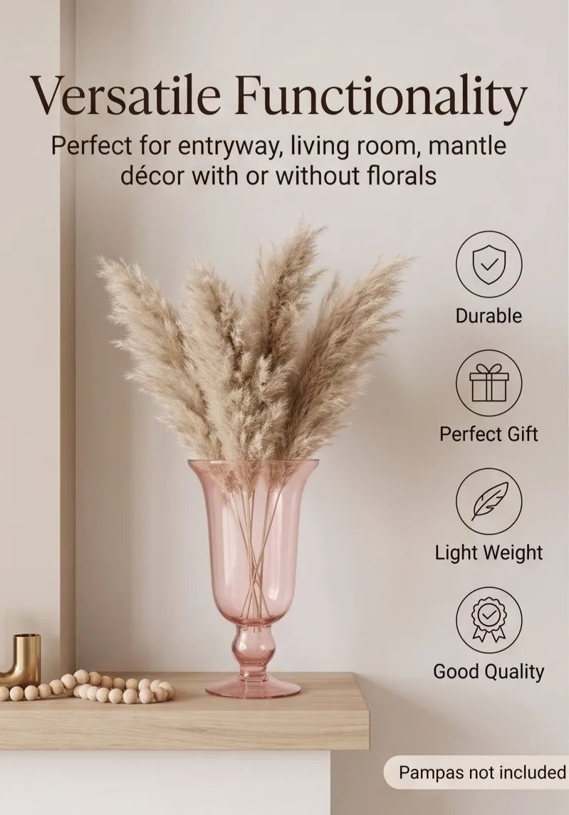 Samadhaan Glass Flower Vase – Pink (9") - view 2