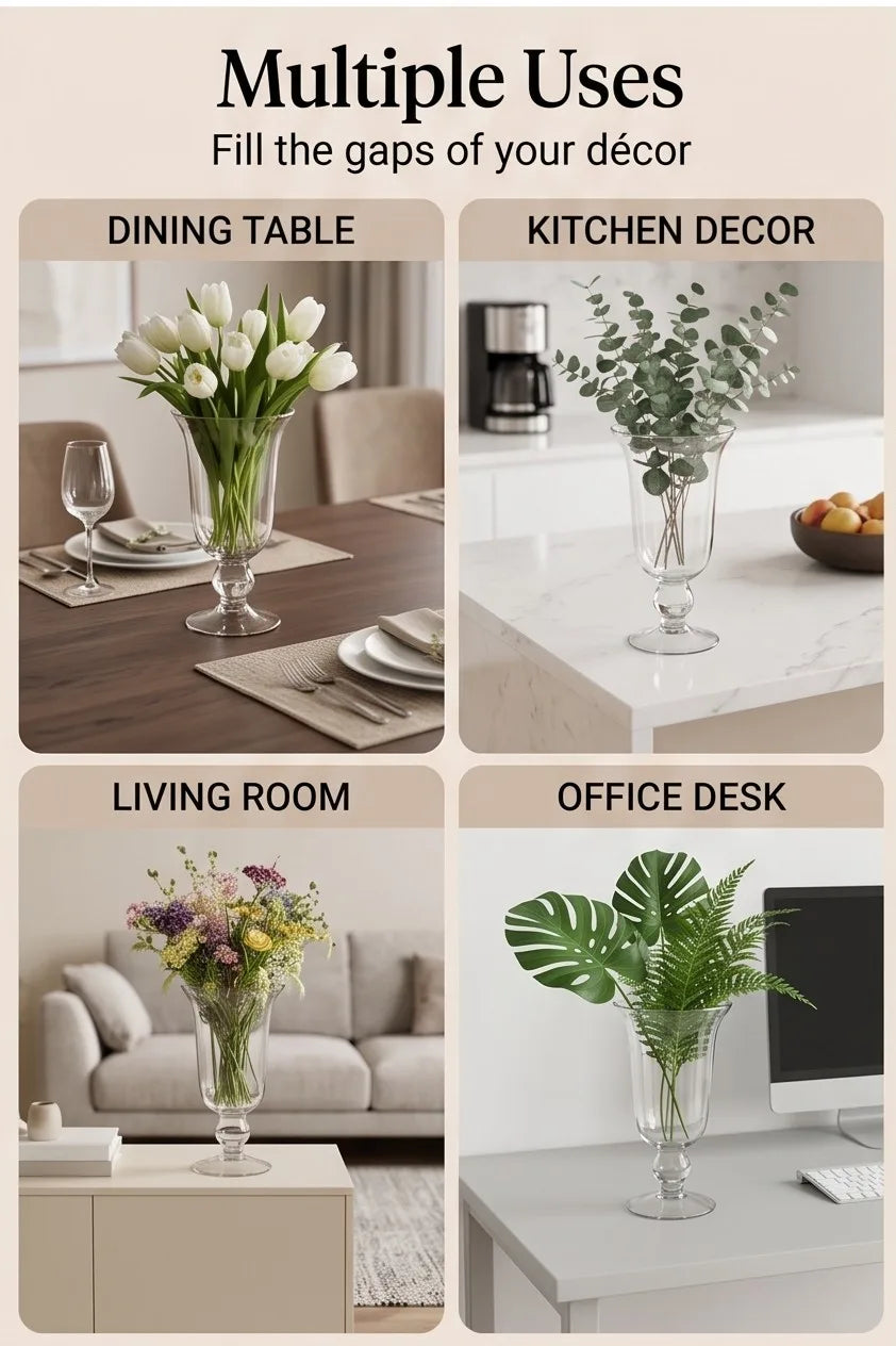 Samadhaan Glass Flower Vase – Clear (9") - view 3