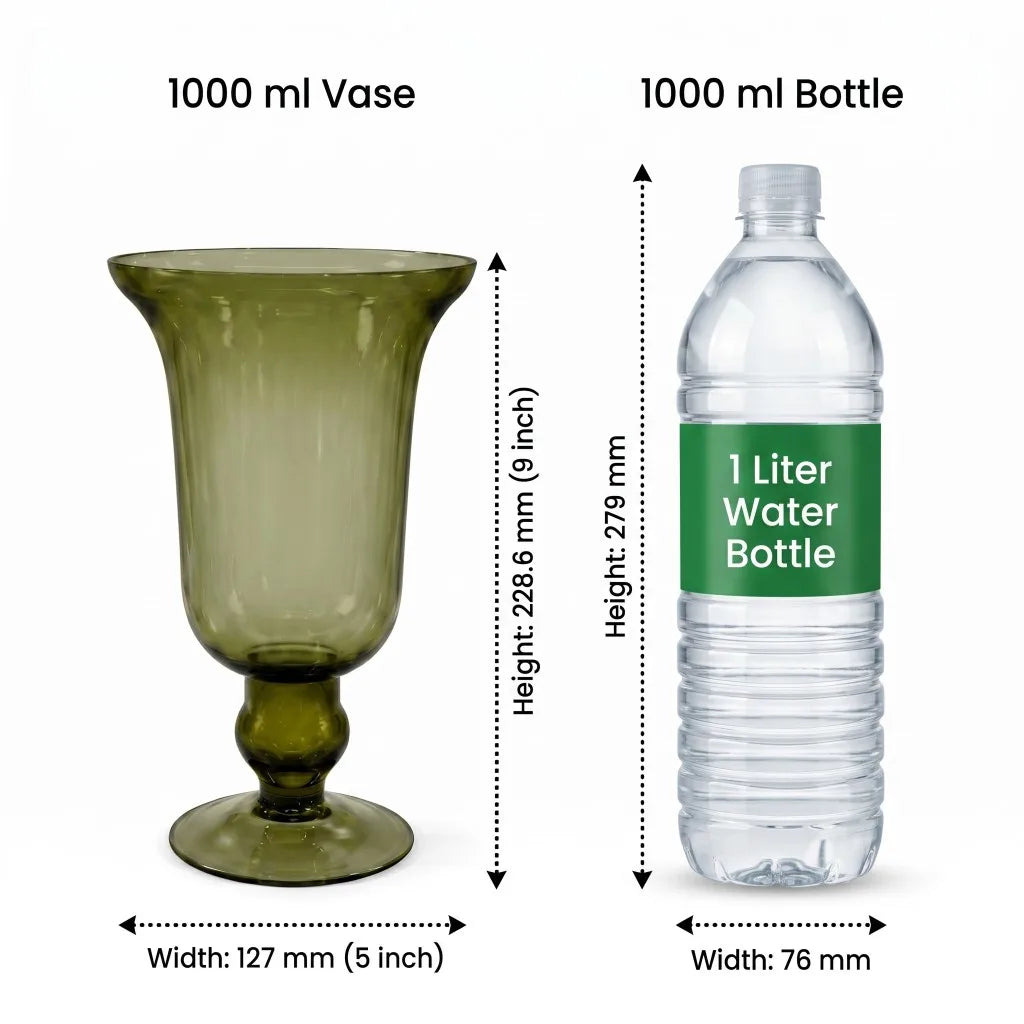 Samadhaan Glass Flower Vase – Green (9") - view 4